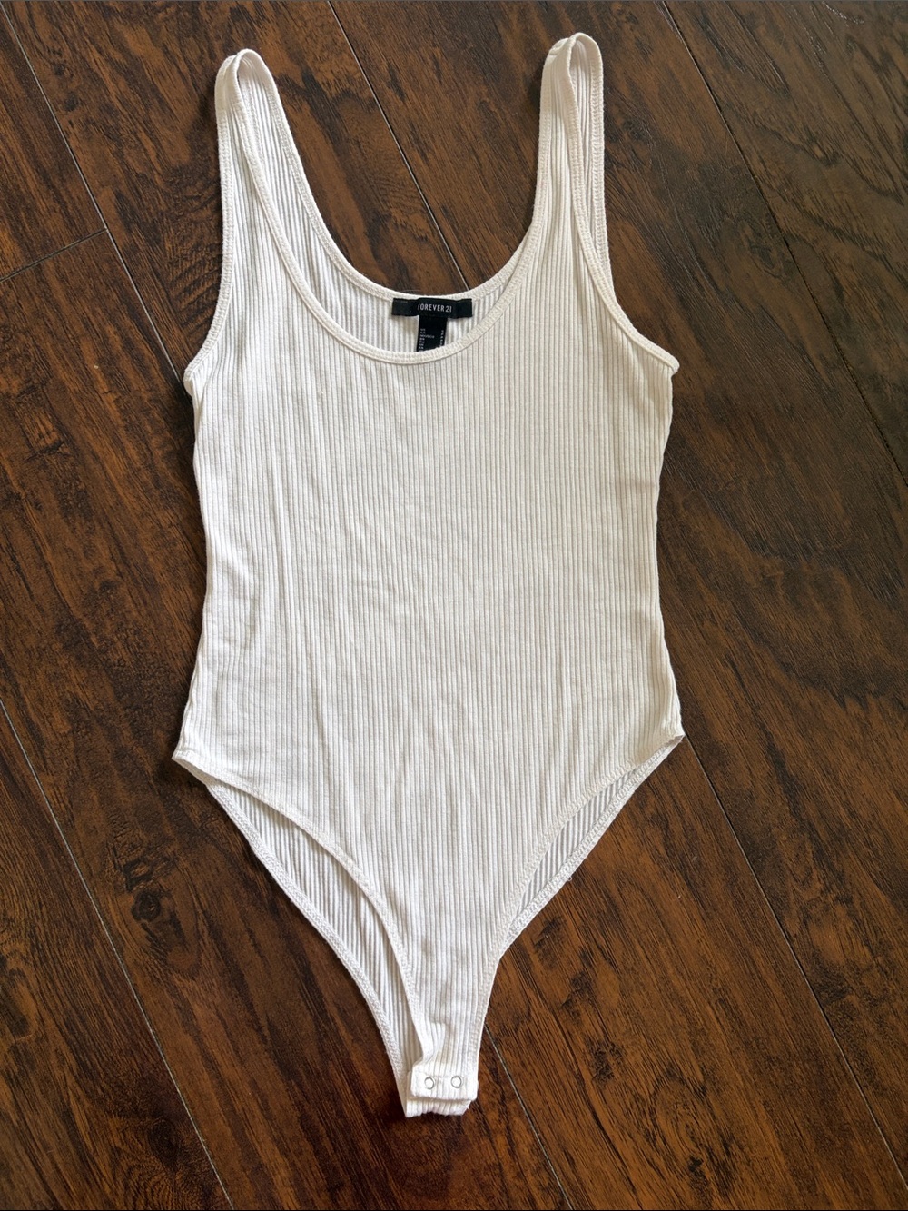 Forever 21 White Ribbed Tank Bodysuit